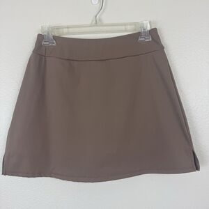 Lou Keith Tennis Skort Active Stretch Skirt Built In Shorts Pocket Brown Medium